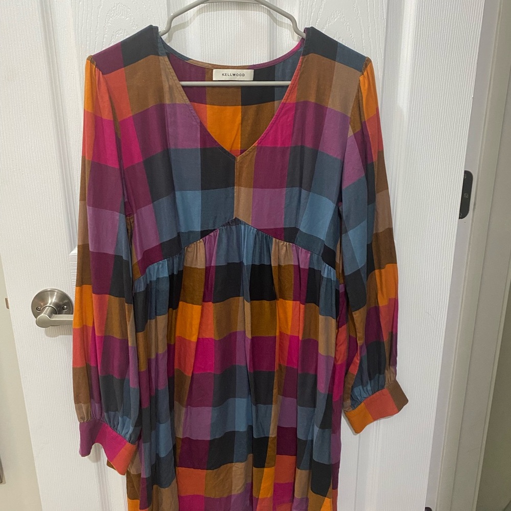 Colorful Plaid Long Sleeve Dress